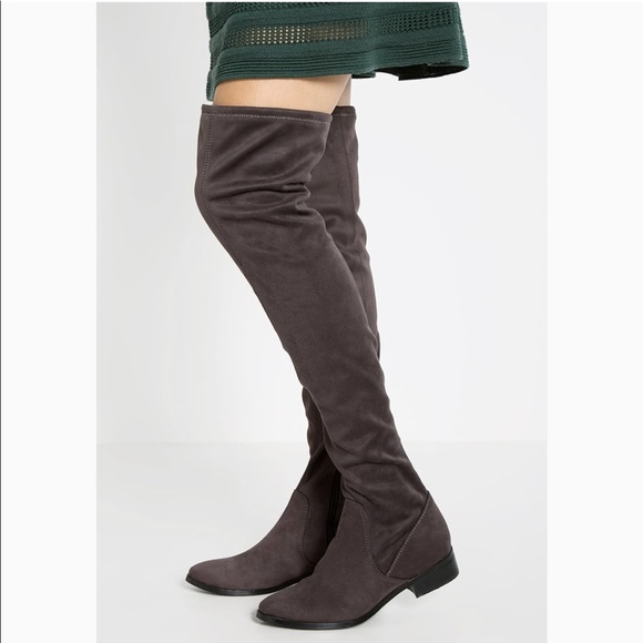 Aldo Shoes - Aldo Suede Dark Gray Over the Knee Boots 6 ELINNA